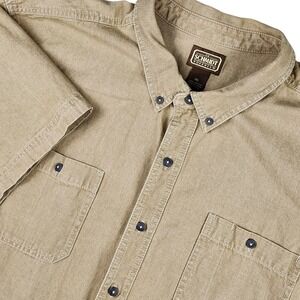 C.E. Schmidt Workwear Mens 3XL Tan Short Sleeve Button Down Shirt Cotton Canvas